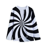 Black And White Swirl Print Long Sleeve Short Coat