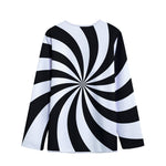 Black And White Swirl Print Long Sleeve Short Coat