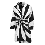 Black And White Swirl Print Men's Bathrobe