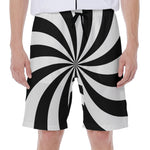Black And White Swirl Print Men's Beach Shorts