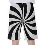 Black And White Swirl Print Men's Beach Shorts