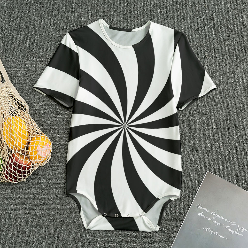Black And White Swirl Print Men's Bodysuit