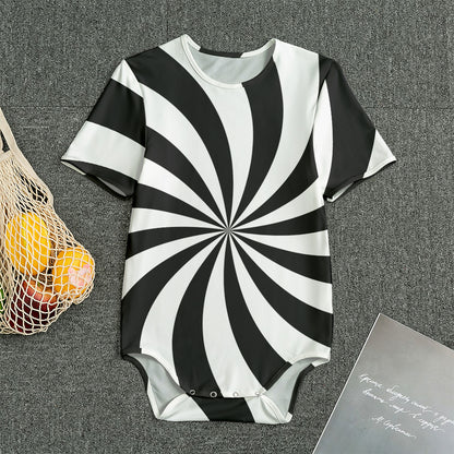 Black And White Swirl Print Men's Bodysuit