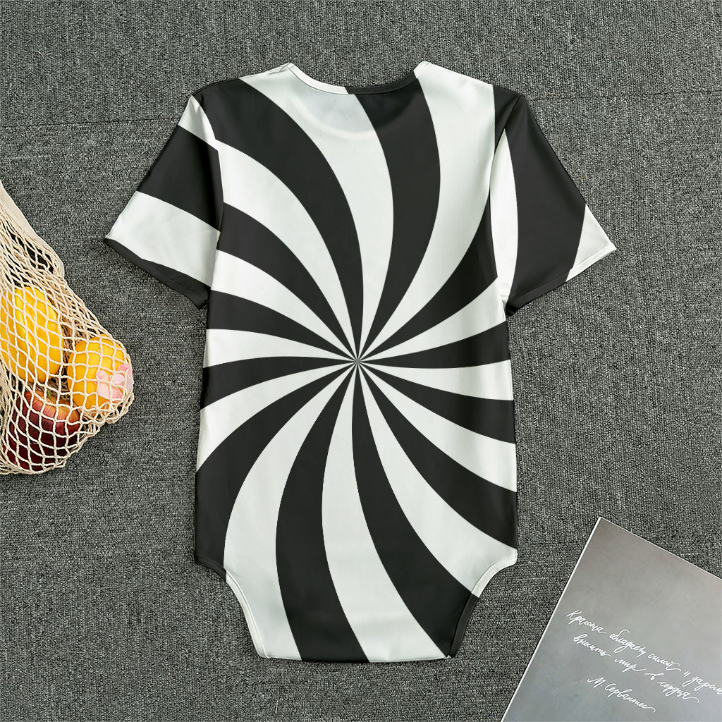 Black And White Swirl Print Men's Bodysuit