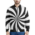 Black And White Swirl Print Men's Bomber Jacket