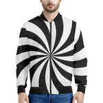 Black And White Swirl Print Men's Bomber Jacket