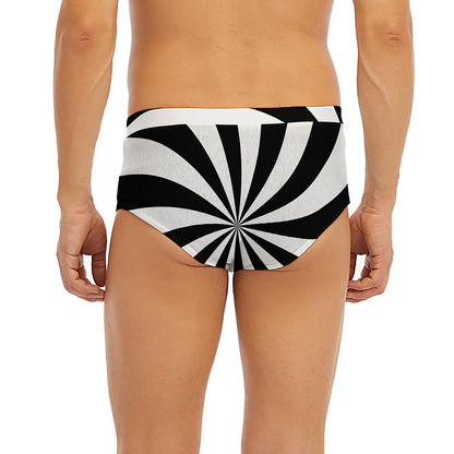 Black And White Swirl Print Men's Briefs