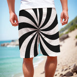 Black And White Swirl Print Men's Cargo Shorts