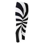 Black And White Swirl Print Men's Compression Pants