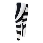 Black And White Swirl Print Men's Compression Pants