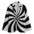 Black And White Swirl Print Men's Cotton Blazer