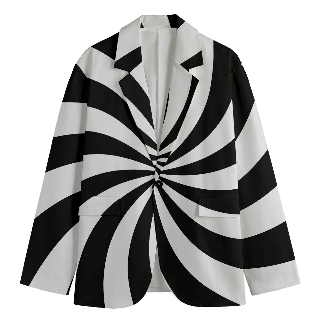 Black And White Swirl Print Men's Cotton Blazer