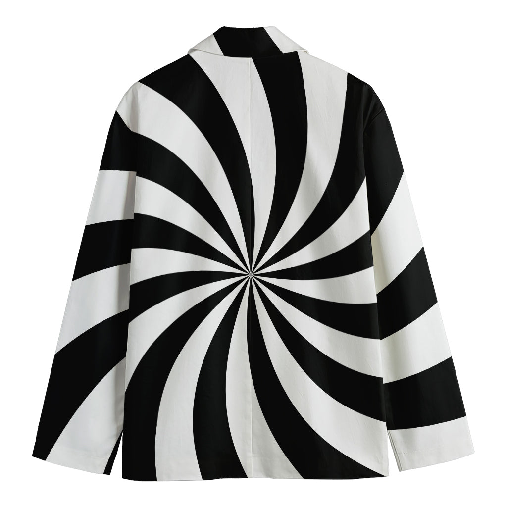 Black And White Swirl Print Men's Cotton Blazer