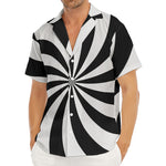 Black And White Swirl Print Men's Deep V-Neck Shirt