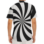 Black And White Swirl Print Men's Deep V-Neck Shirt