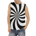 Black And White Swirl Print Men's Fitness Tank Top