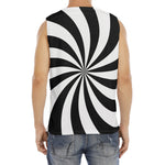 Black And White Swirl Print Men's Fitness Tank Top