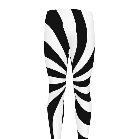 Black And White Swirl Print Men's leggings
