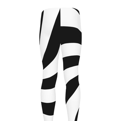 Black And White Swirl Print Men's leggings