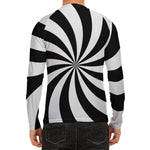 Black And White Swirl Print Men's Long Sleeve Rash Guard