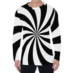 Black And White Swirl Print Men's Long Sleeve T-Shirt