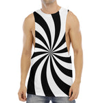 Black And White Swirl Print Men's Muscle Tank Top