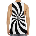 Black And White Swirl Print Men's Muscle Tank Top