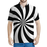 Black And White Swirl Print Men's Polo Shirt