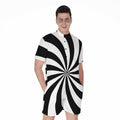 Black And White Swirl Print Men's Romper