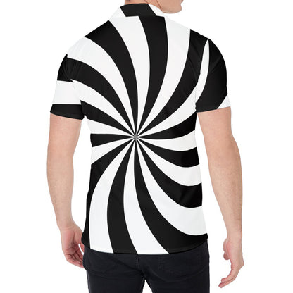 Black And White Swirl Print Men's Shirt