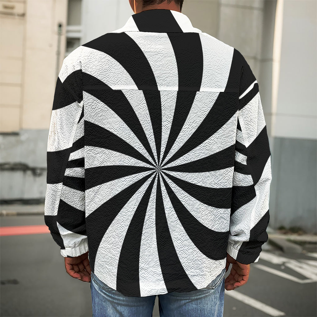 Black And White Swirl Print Men's Shirt Jacket