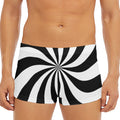 Black And White Swirl Print Men's Short Boxer Briefs