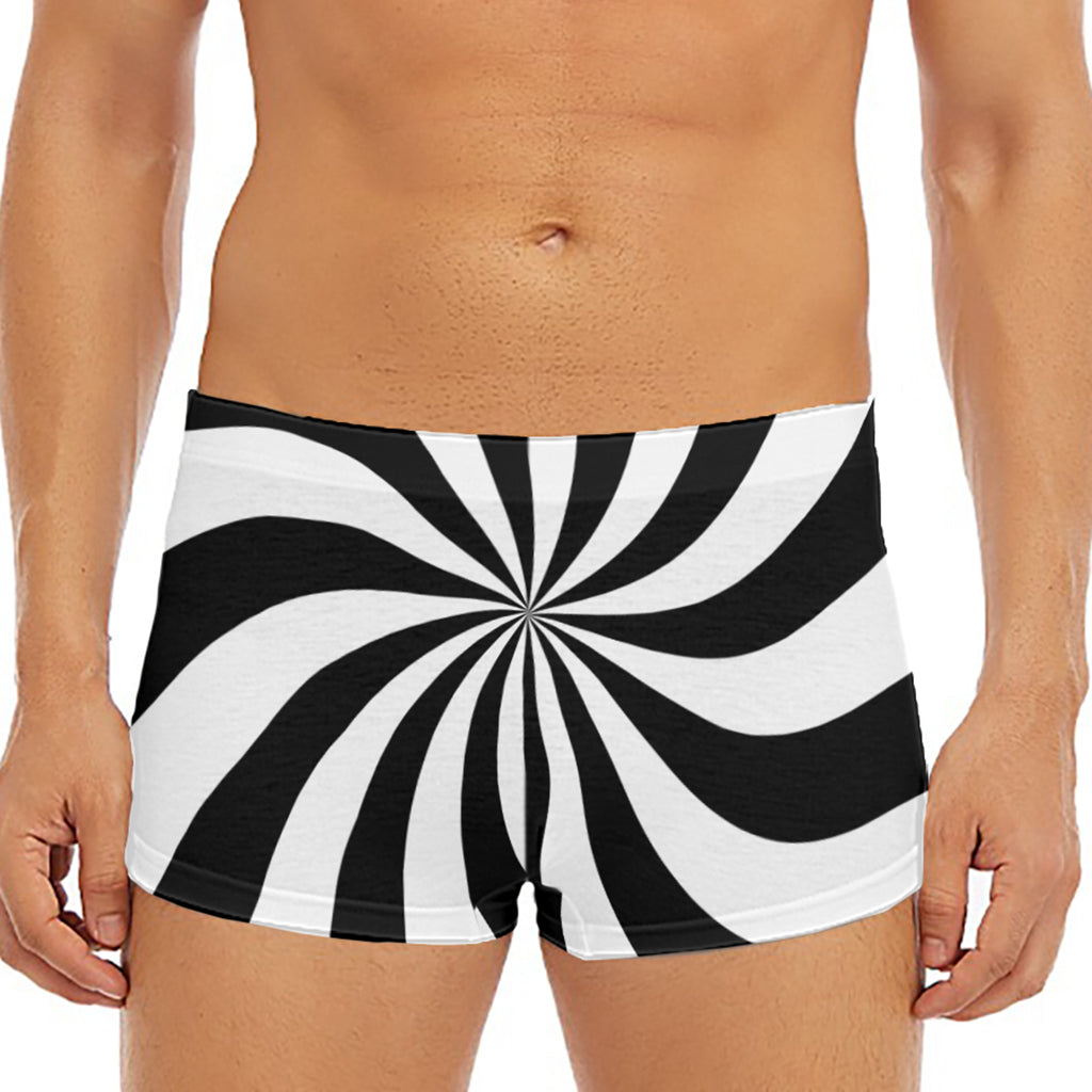 Black And White Swirl Print Men's Short Boxer Briefs