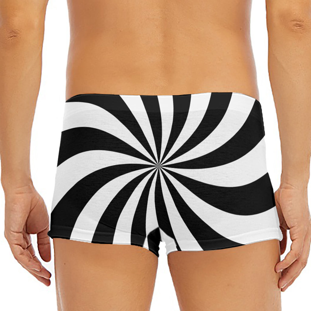 Black And White Swirl Print Men's Short Boxer Briefs