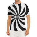 Black And White Swirl Print Men's Short Sleeve Rash Guard