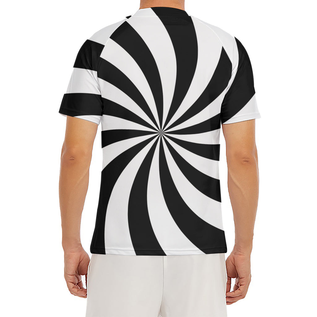 Black And White Swirl Print Men's Short Sleeve Rash Guard