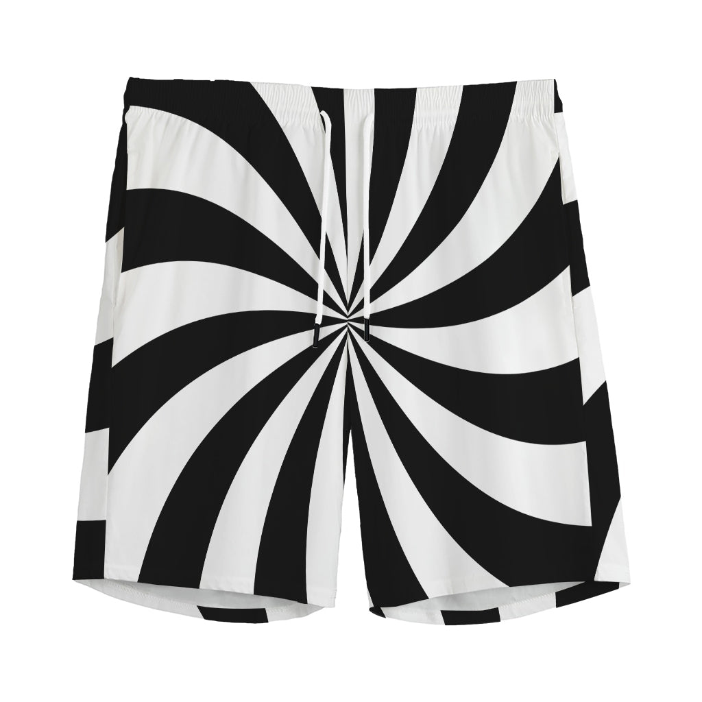 Black And White Swirl Print Men's Sports Shorts