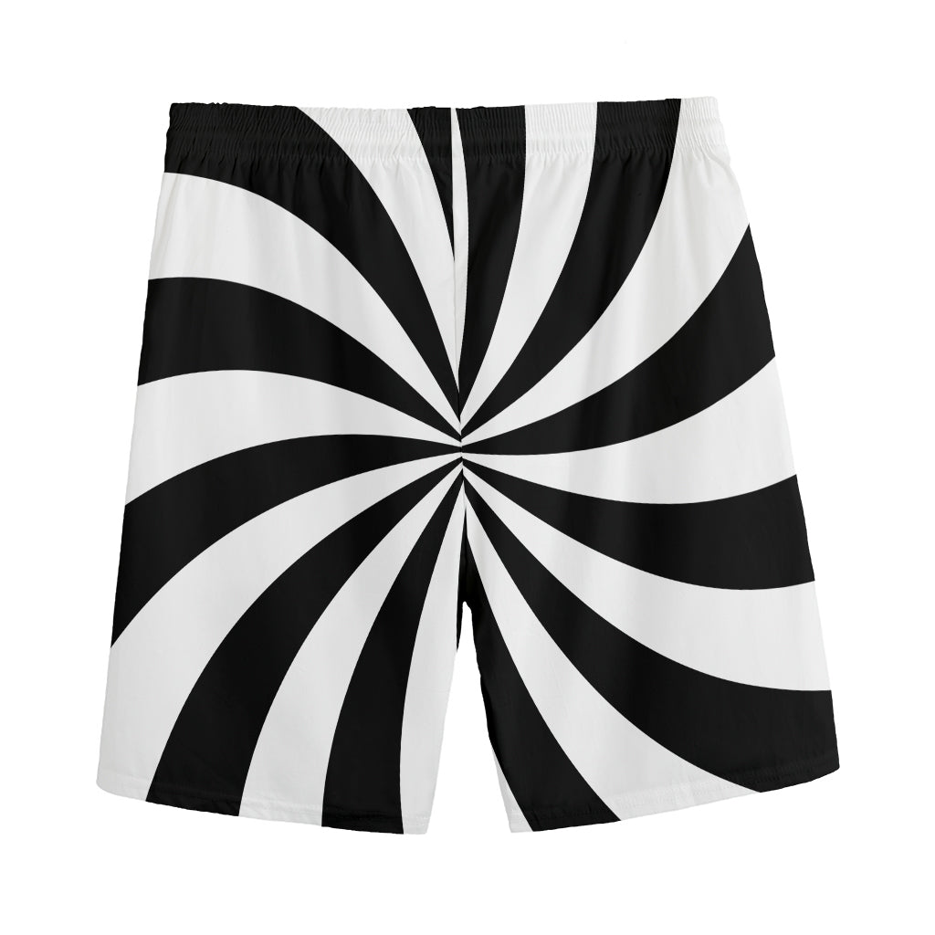 Black And White Swirl Print Men's Sports Shorts