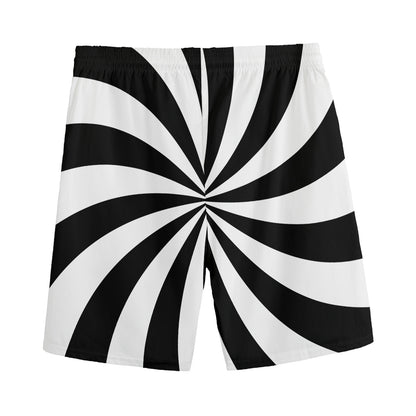 Black And White Swirl Print Men's Sports Shorts