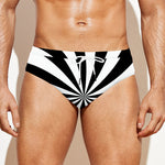 Black And White Swirl Print Men's Swim Briefs