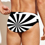 Black And White Swirl Print Men's Swim Briefs