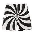 Black And White Swirl Print Men's Swim Trunks