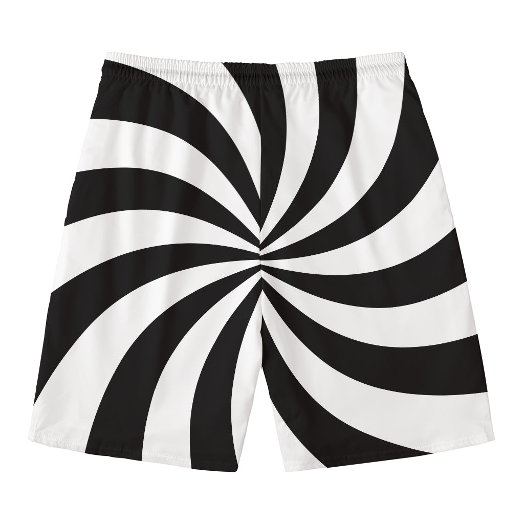 Black And White Swirl Print Men's Swim Trunks