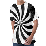 Black And White Swirl Print Men's Velvet T-Shirt
