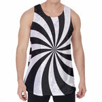 Black And White Swirl Print Men's Velvet Tank Top