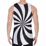 Black And White Swirl Print Men's Velvet Tank Top