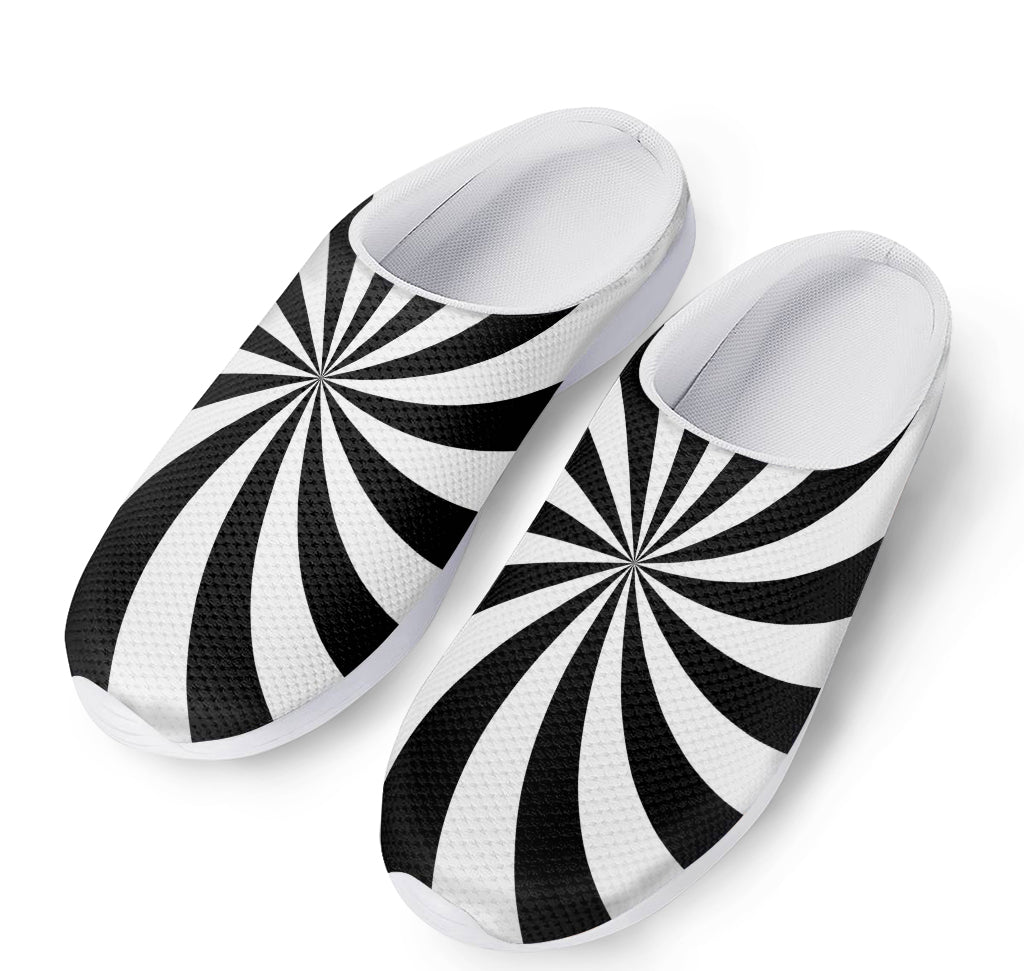 Black And White Swirl Print Mesh Casual Shoes