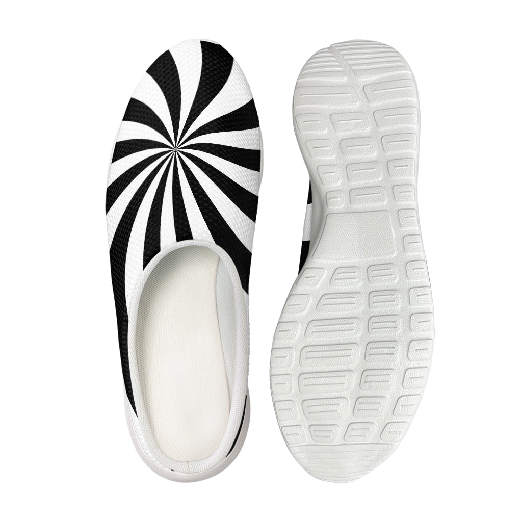 Black And White Swirl Print Mesh Casual Shoes