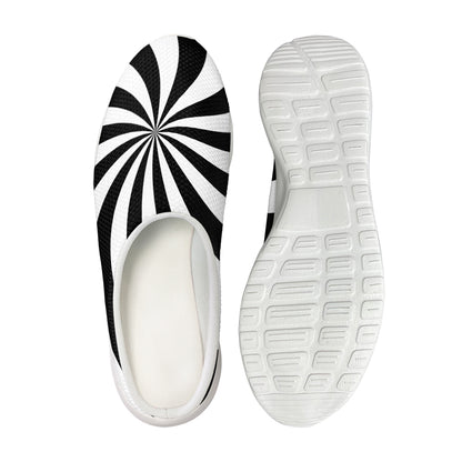 Black And White Swirl Print Mesh Casual Shoes
