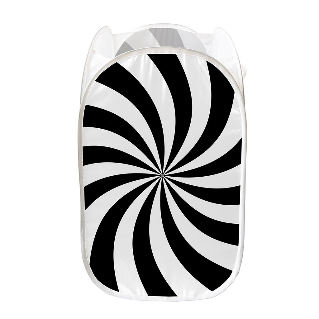 Black And White Swirl Print Mesh Laundry Hamper